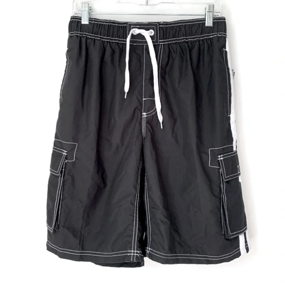 Kanu Surf Barracuda Black 10” Cargo Swim Trunks Medium